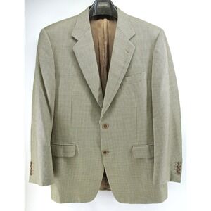 Canali Mens Blazer US 52R Houndstooth Check Silk Blend Wool Jacket Made In Italy